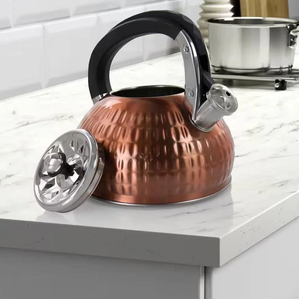 3-Liter Stainless Steel Whistling Teapot Kettle in Copper - Image 4