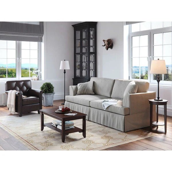 3-Piece Floor Lamp and Table Desk Lamp Set in Black with Light Gold Drum Shades - Image 4