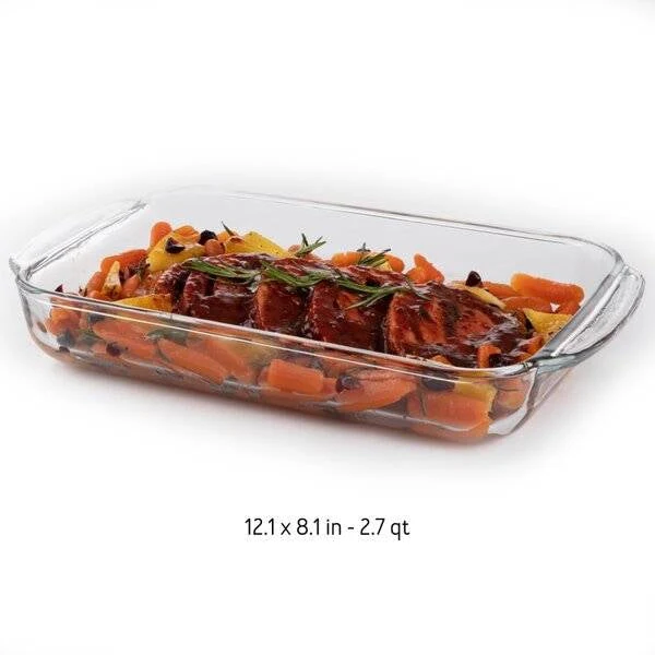 3 Piece Transparent Glass Casserole Baking Dish Set - Image 3