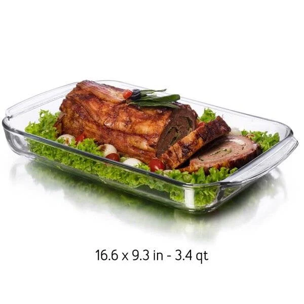 3 Piece Transparent Glass Casserole Baking Dish Set - Image 4