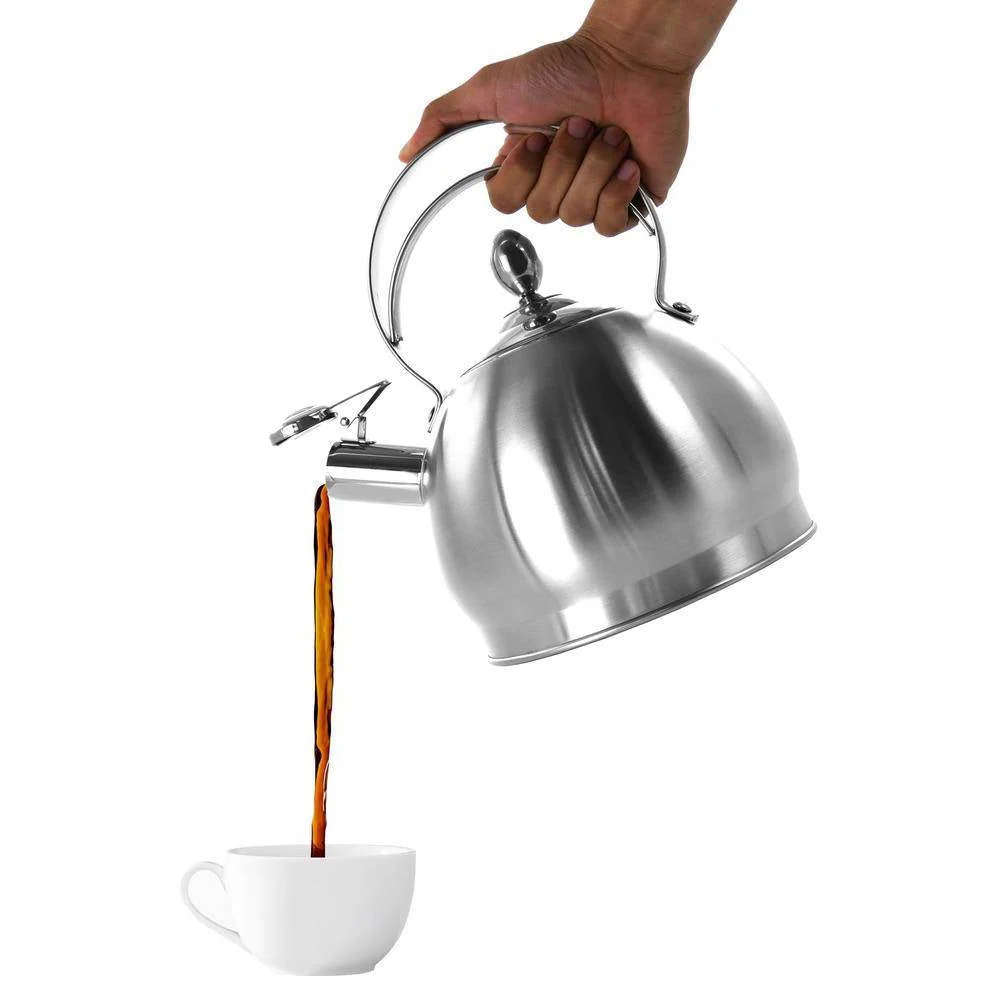 3 Quart Stainless Steel Whistling Teapot Kettle with Flip Spout and Lid - Image 3