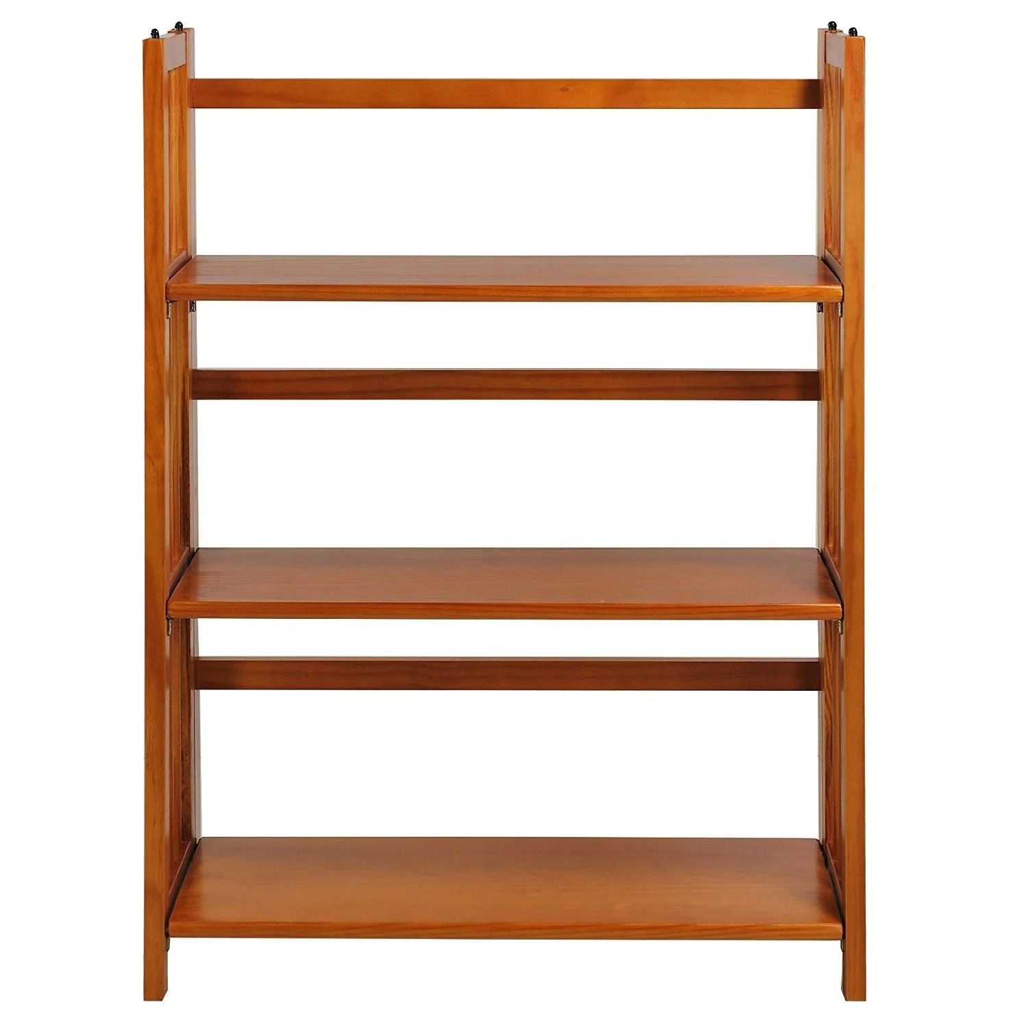 3-Shelf Folding Storage Shelves Bookcase in Honey Oak Finish - Image 2