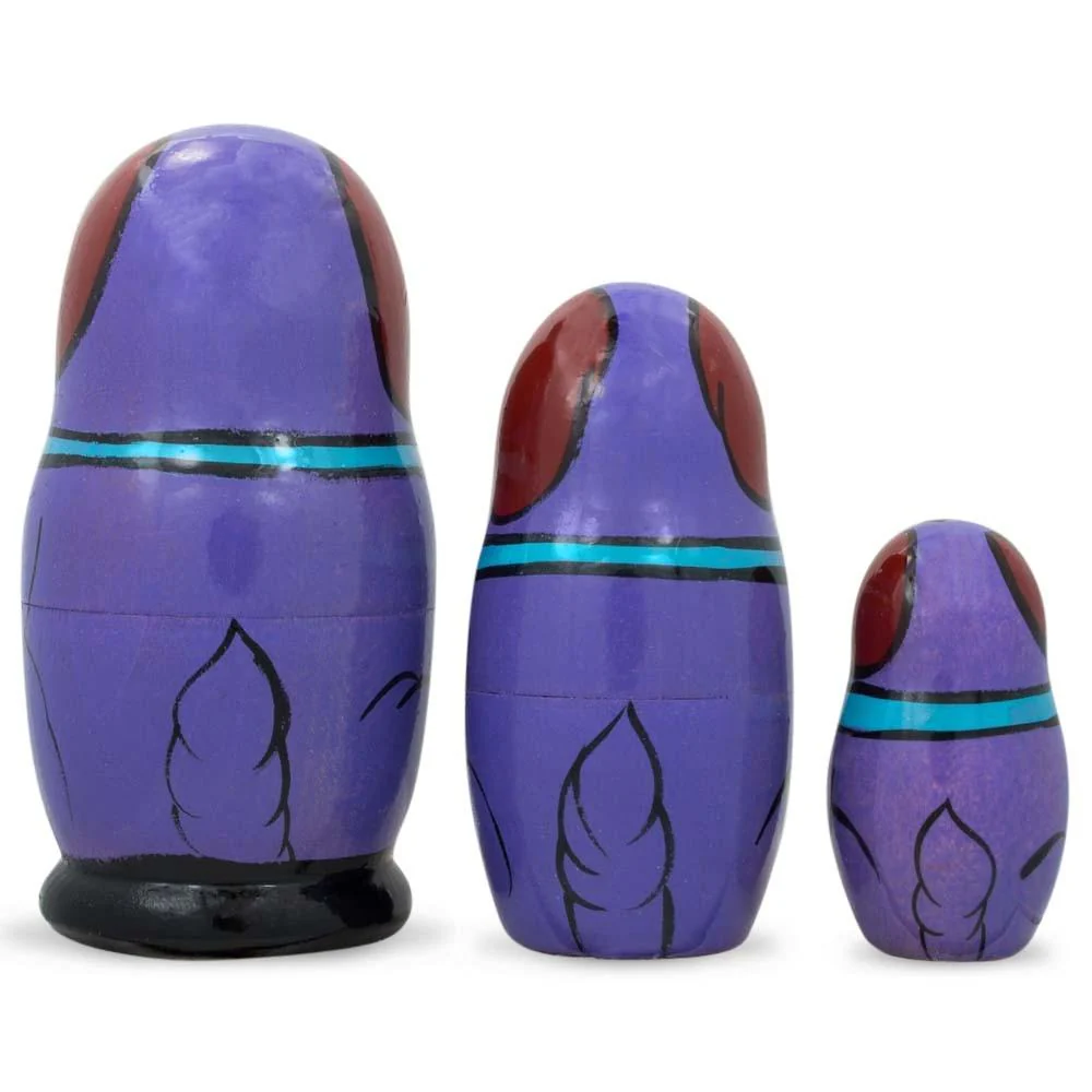 3 Smiling Dog w/Bone Collar Wooden Nesting Dolls  4.25 Inches - Image 2