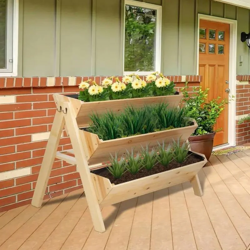 3-Tier A Frame Fir Wood 3 Elevated Planter Box Raised Garden Bed - Image 2
