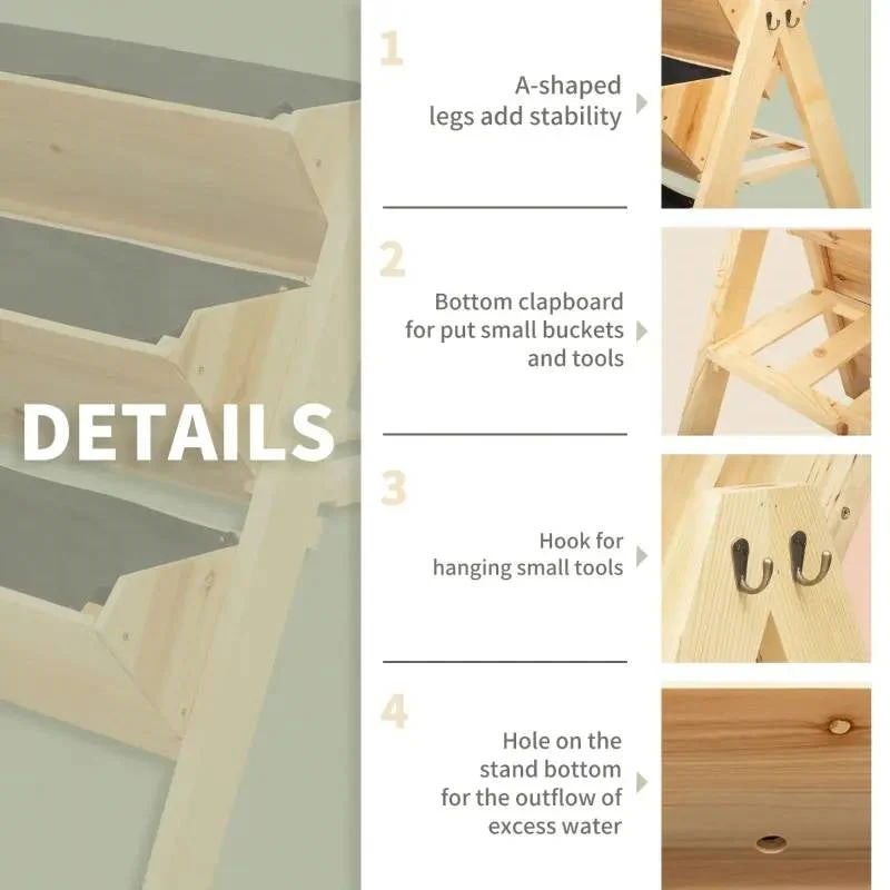 3-Tier A Frame Fir Wood 3 Elevated Planter Box Raised Garden Bed - Image 4
