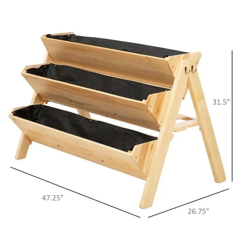 3-Tier A Frame Fir Wood 3 Elevated Planter Box Raised Garden Bed - Image 5