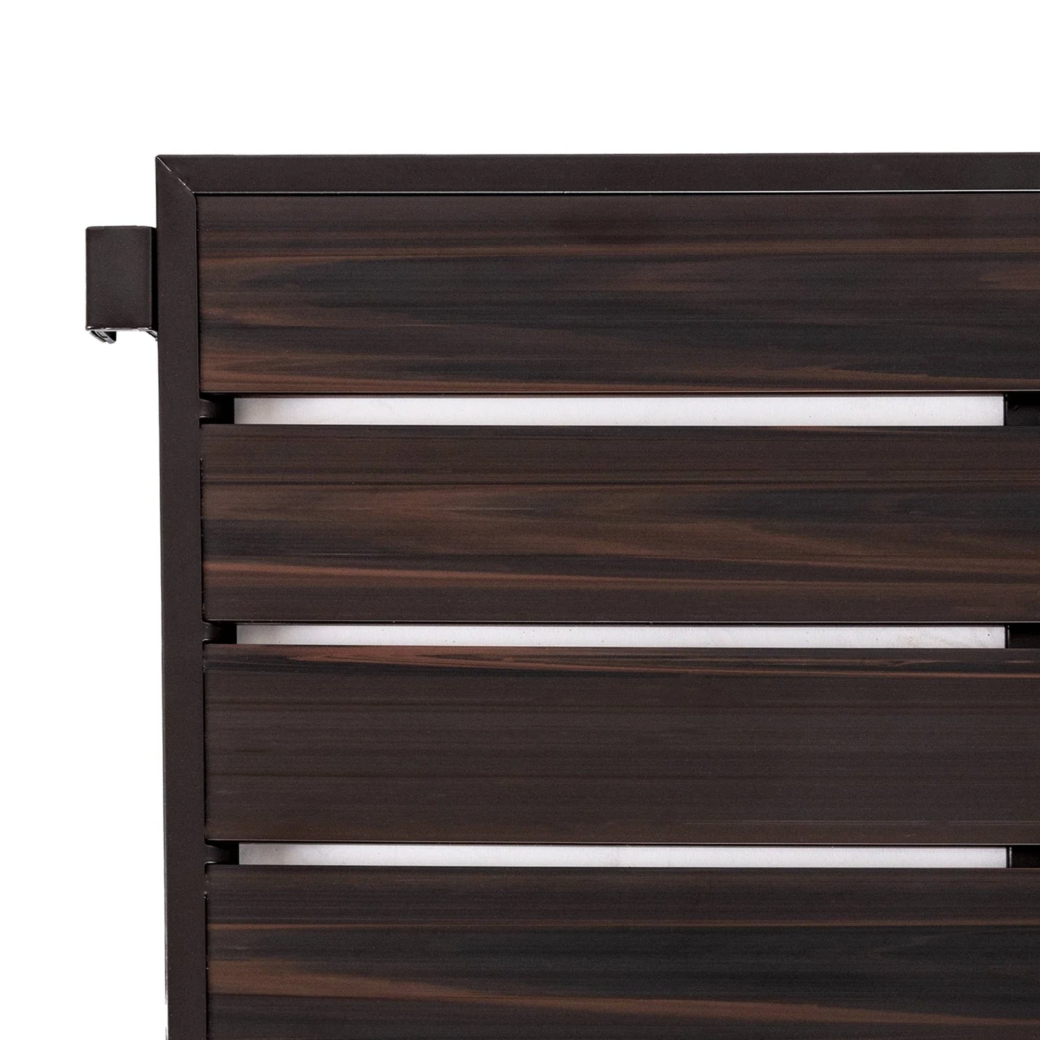 3-Tier Metal Espresso Brown Woodgrain Resin Foldable Stackable Shoe Rack - Image 4