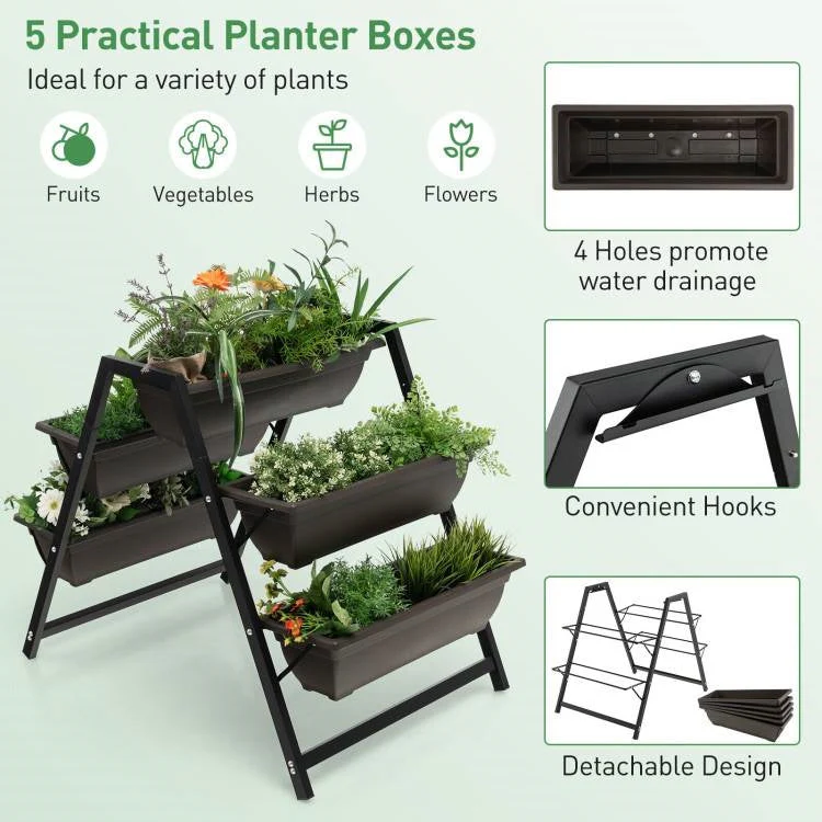 3 Tier Patio Raised Garden Bed Planter Boxes Herbs Flowers Vegetables - Image 3