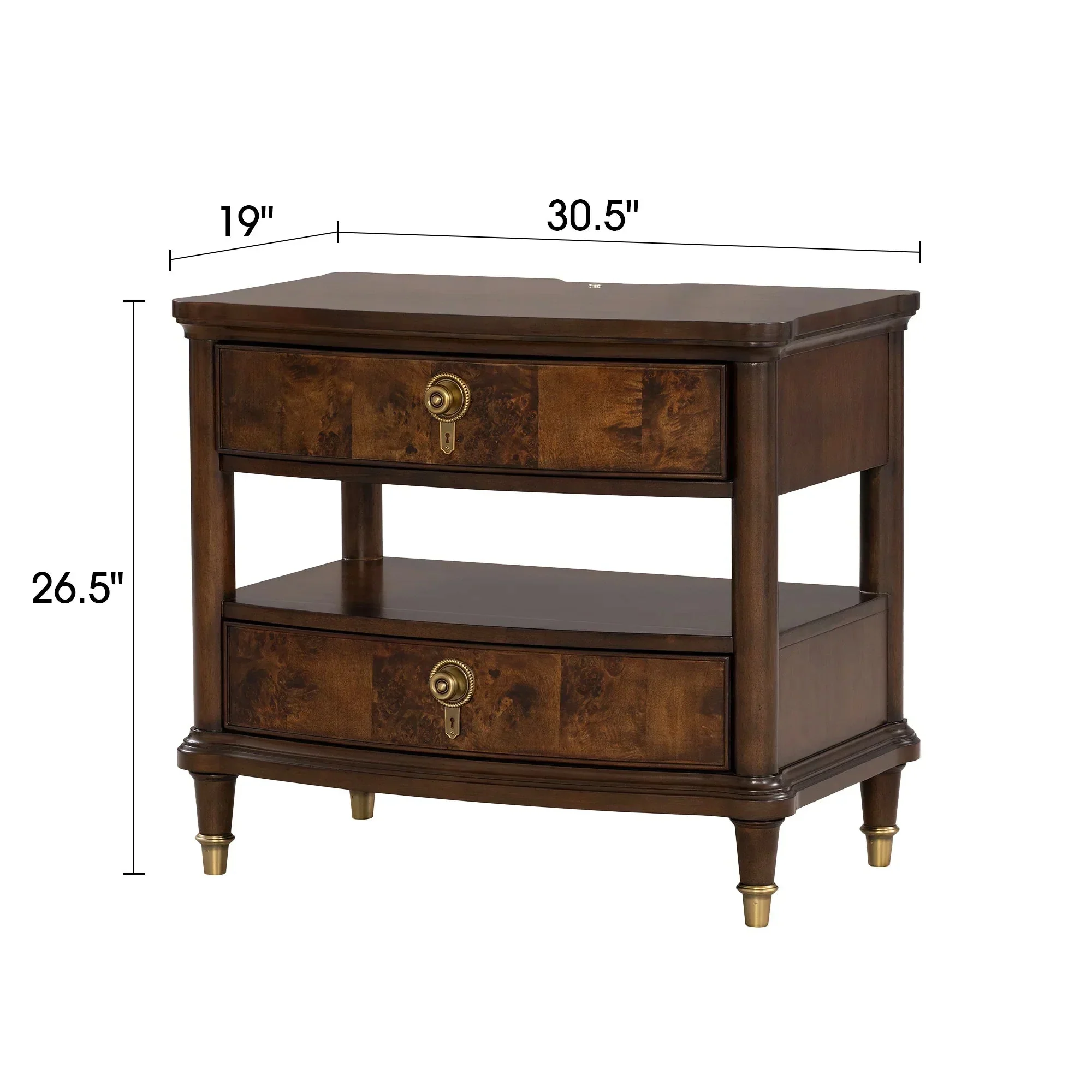 30.5" Westerham French Nightstand Power Outlet with LED Light, Dark Cherry - Image 8