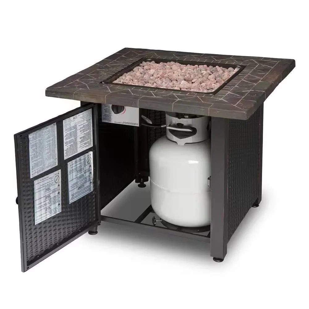 30-inch Outdoor Bronze LP Propane Gas Fire Pit with Lava Rocks and Cover - Image 3
