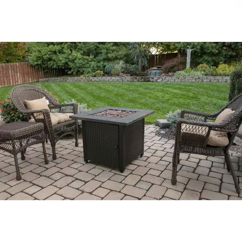 30-inch Outdoor Bronze LP Propane Gas Fire Pit with Lava Rocks and Cover - Image 4