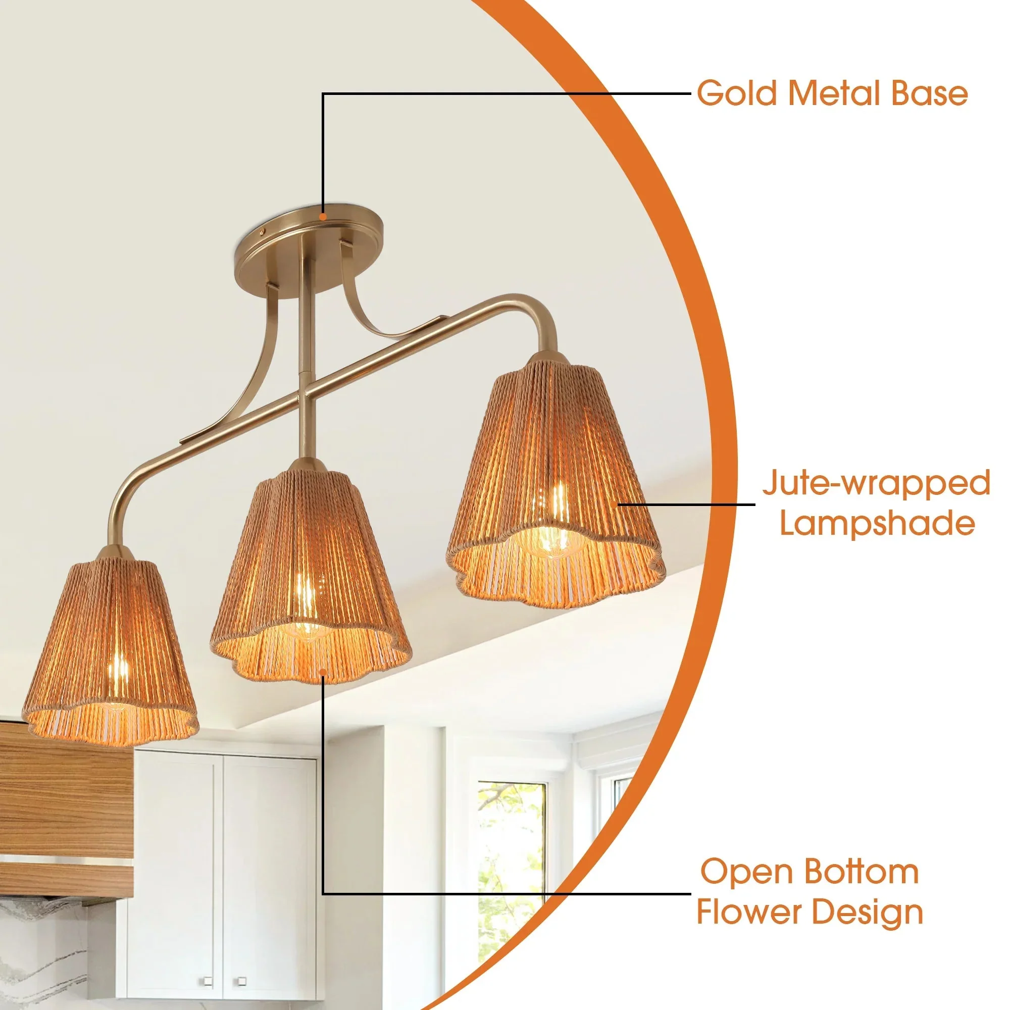 30 Inch Paddy 3-Light Chandelier - Image 5
