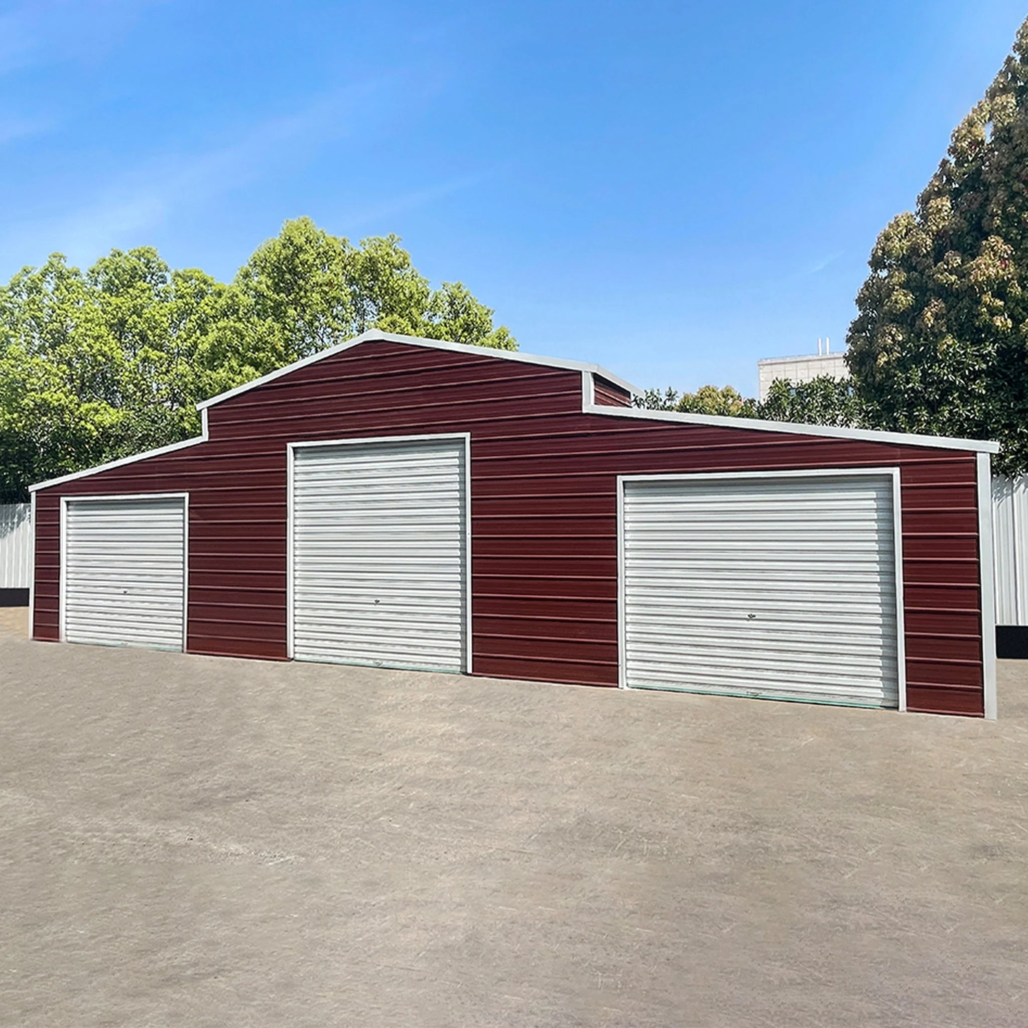 [30X42FT] Heavy-Duty All-Weather 3-Garage Galvanized Steel Storage Shed (SAK18765) - Image 4