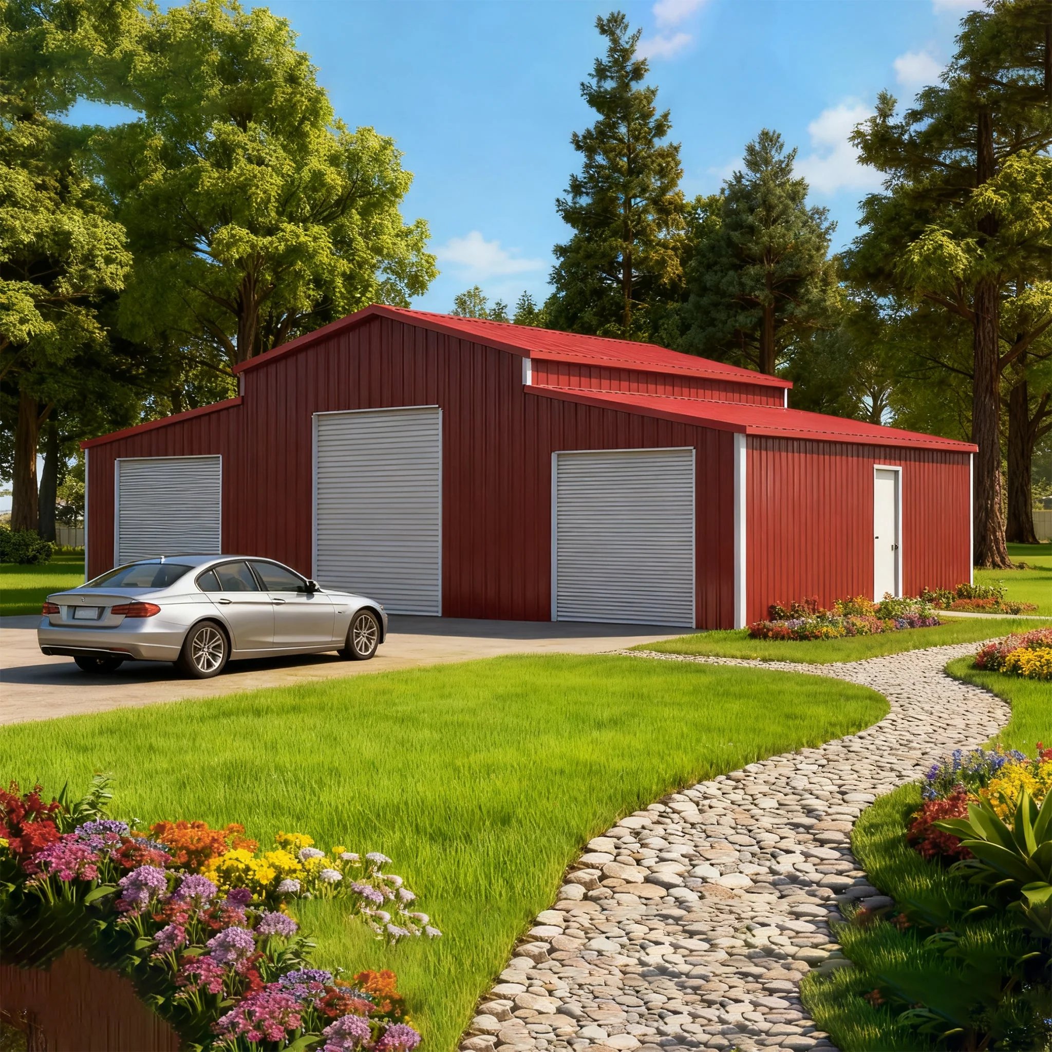 [30X42FT] Heavy-Duty All-Weather 3-Garage Galvanized Steel Storage Shed (SAK18765) - Image 5