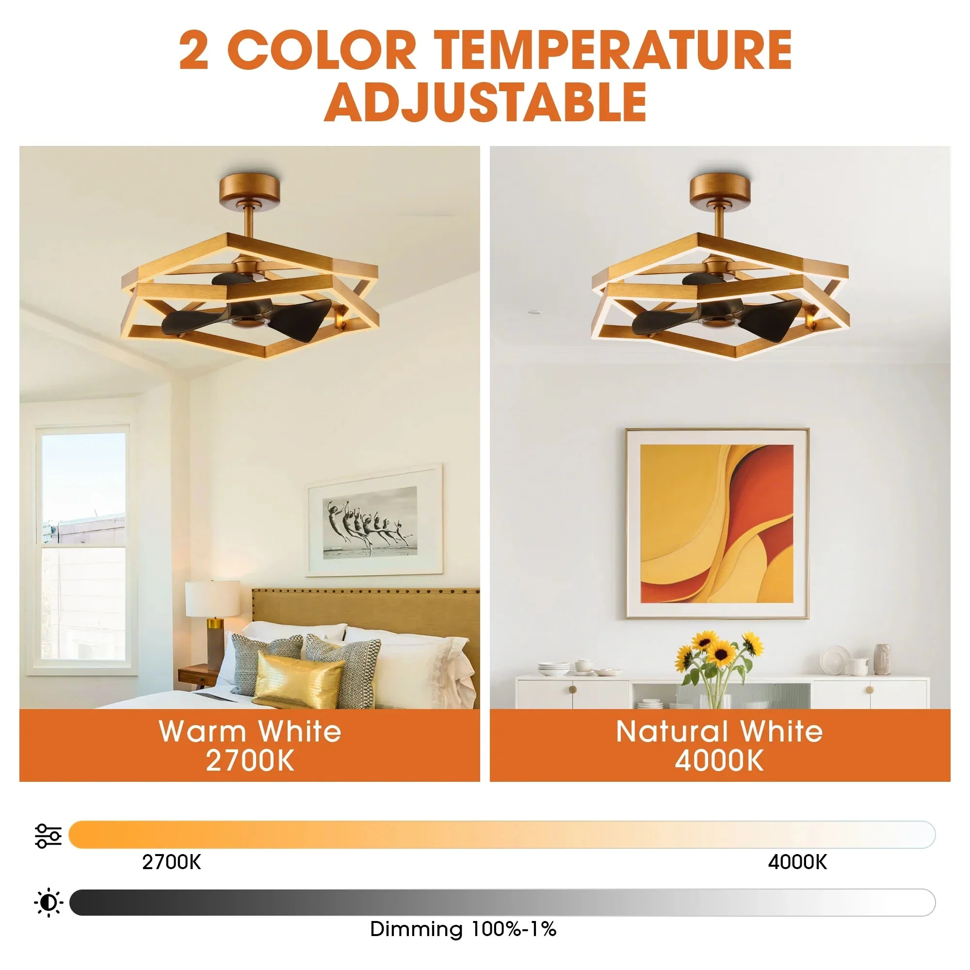 31 Inch Willie Antique Golden Luxury Fandelier with Light and Remote Control - Image 6
