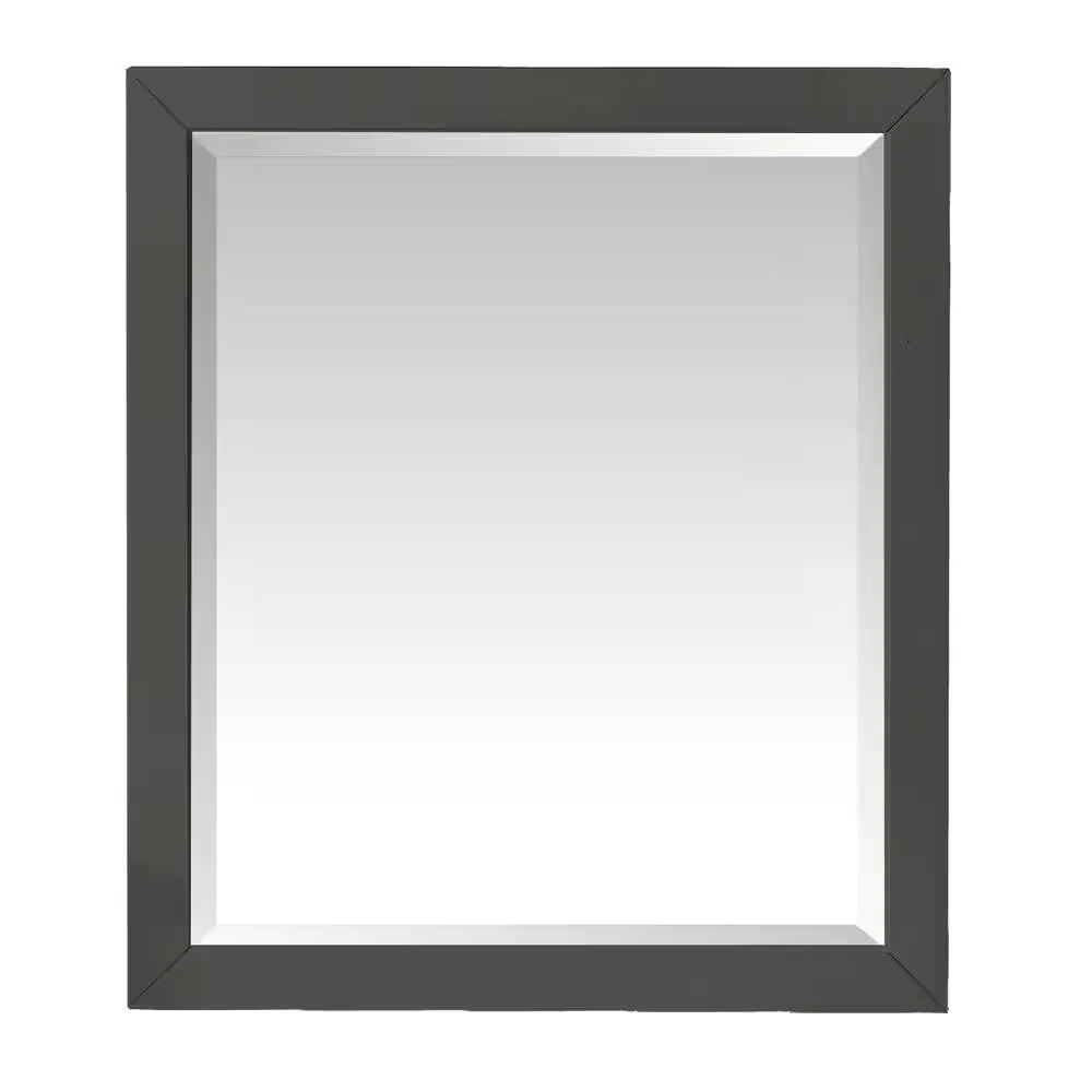32-in x 28-in Bathroom Wall Mirror with Grey Solid Wood Frame - Image 3