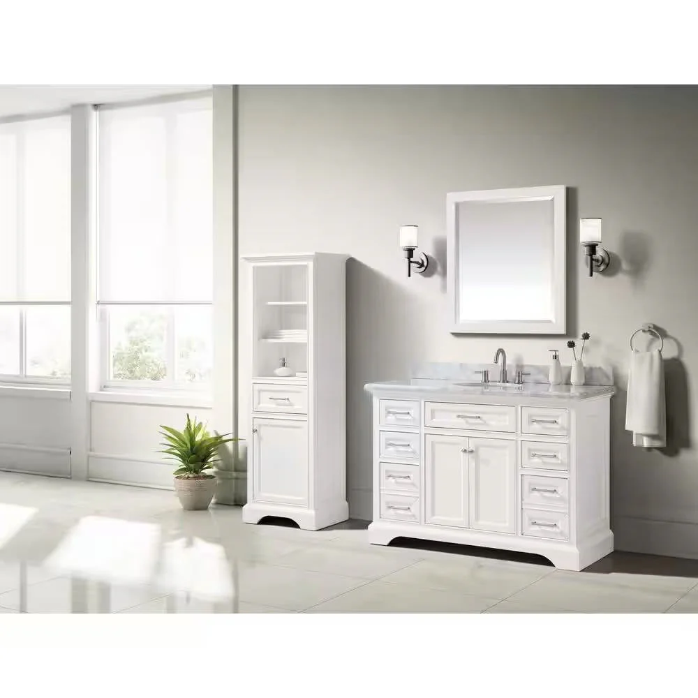 32-in x 28-in Bathroom Wall Mirror with White Solid Wood Frame - Image 2
