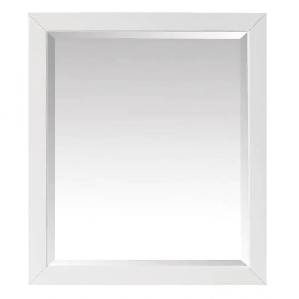 32-in x 28-in Bathroom Wall Mirror with White Solid Wood Frame - Image 3