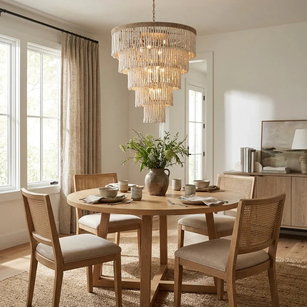 32 Inch Nelly 9-Light Bohemia Wood Beaded Chandelier - Image 2