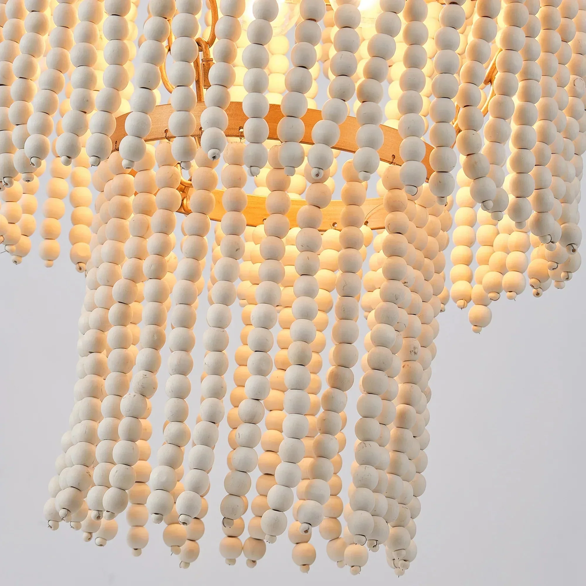 32 Inch Nelly 9-Light Bohemia Wood Beaded Chandelier - Image 9