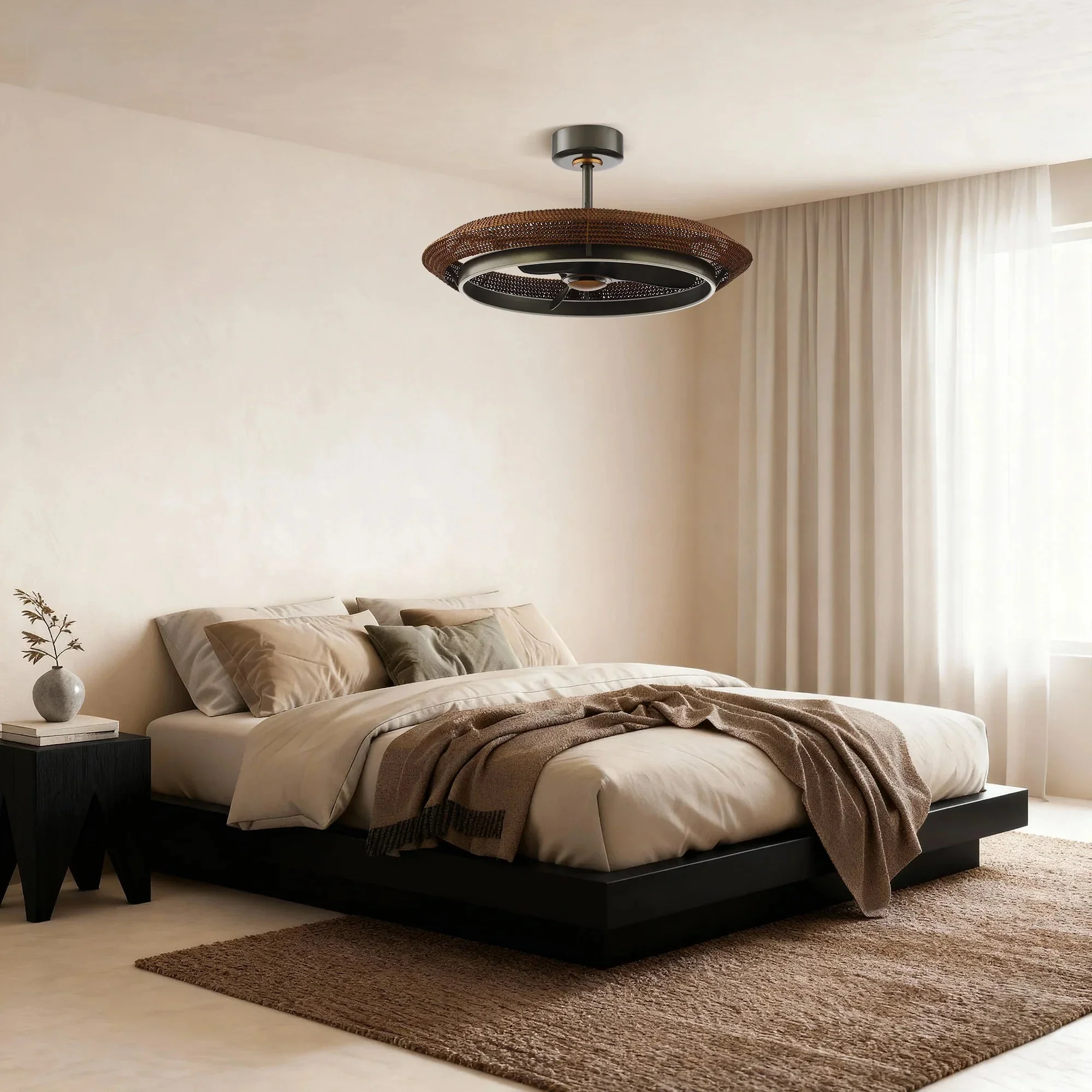 33 Inch Elijah Black-Charcoal Gray Luxury Fandelier with Light and Remote Control - Image 4