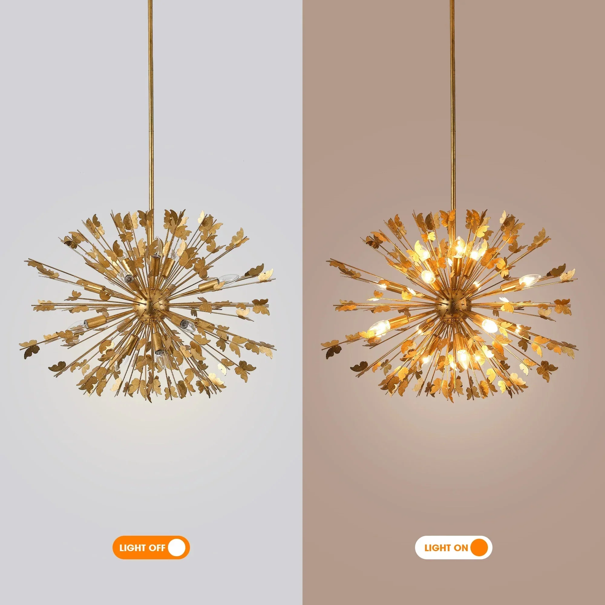 35 Inch Lydia 14-Light Golden Chandelier - Image 4
