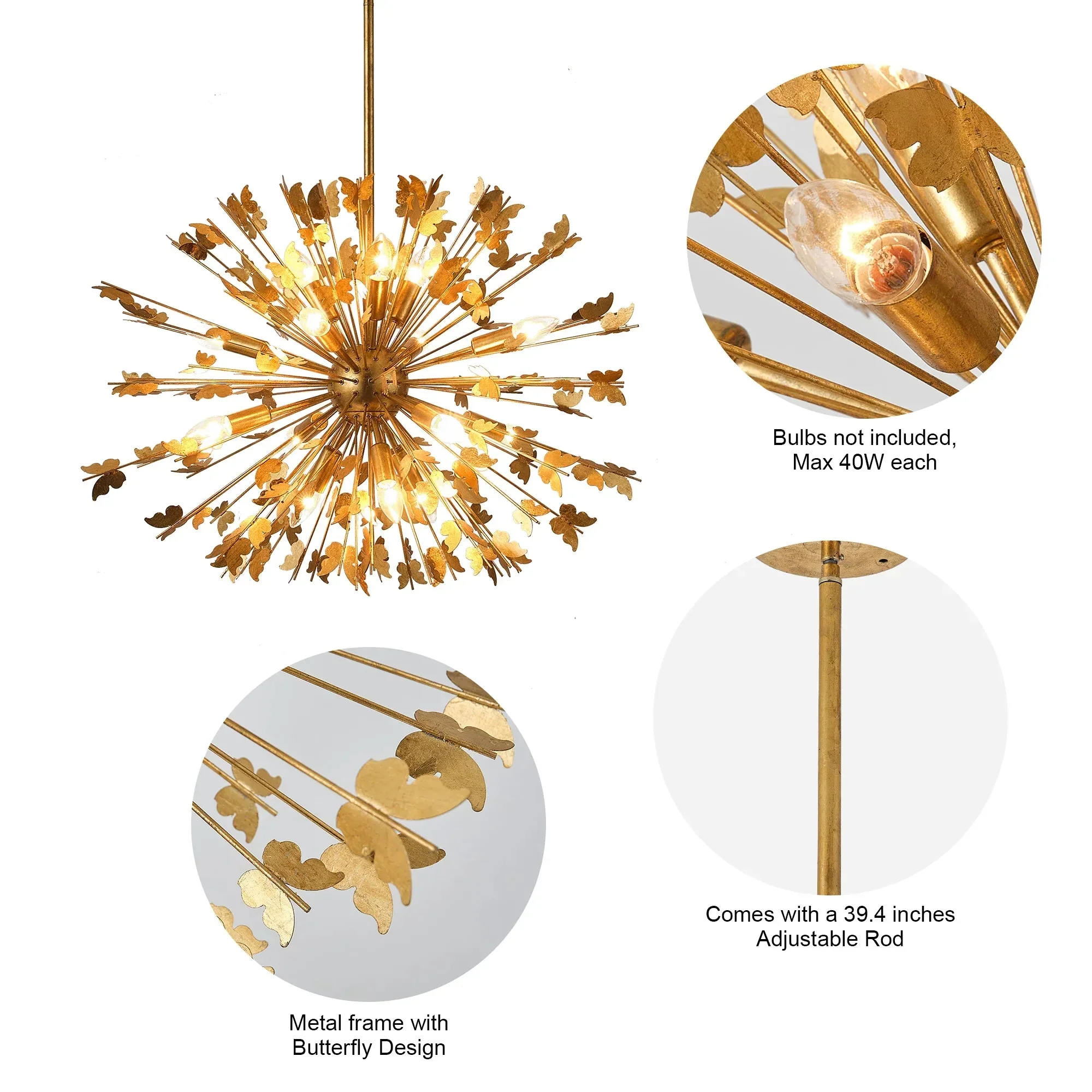 35 Inch Lydia 14-Light Golden Chandelier - Image 7