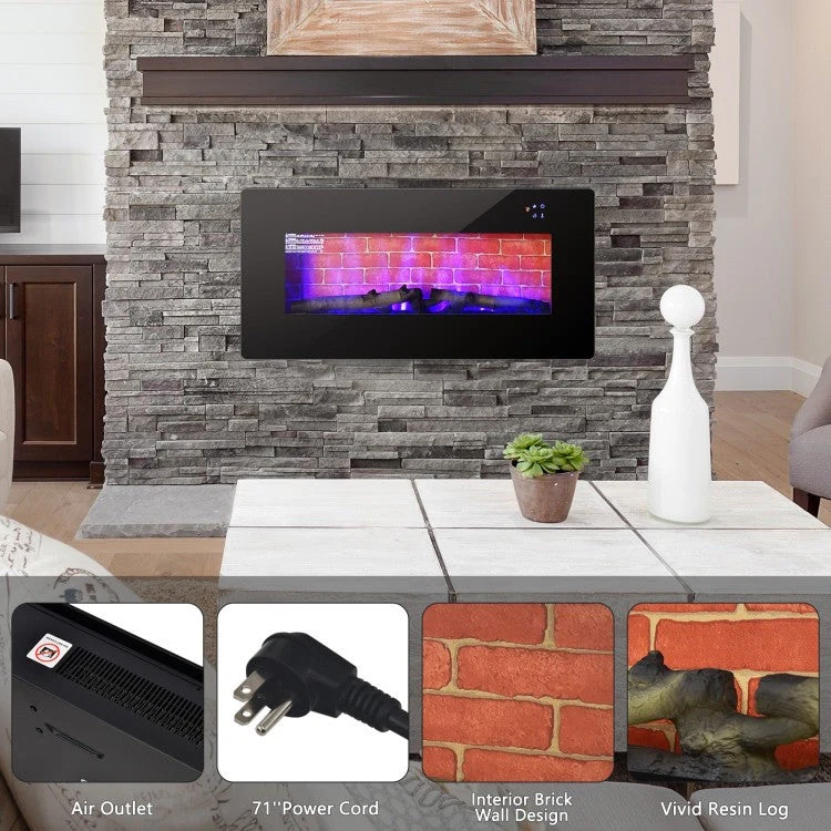 36 in Electric Wall Mounted/Freestanding Fireplace w/ Remote Control - Image 2