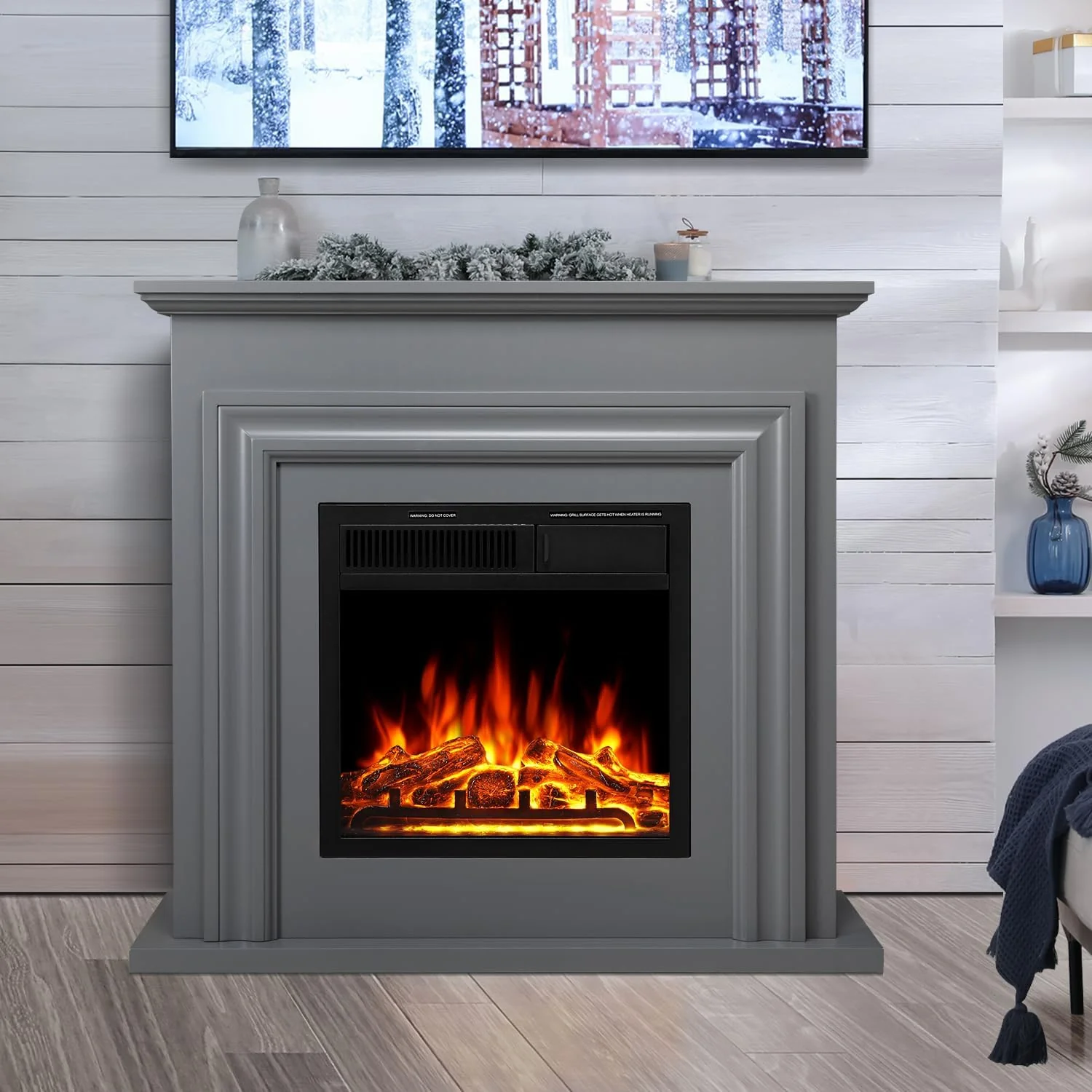 36 Inch Electric Fireplace Mantel Wooden Surround Firebox M1804 - Image 13