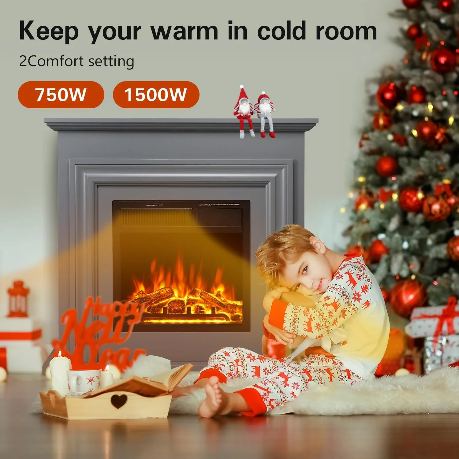 36 Inch Electric Fireplace Mantel Wooden Surround Firebox M1804 - Image 16