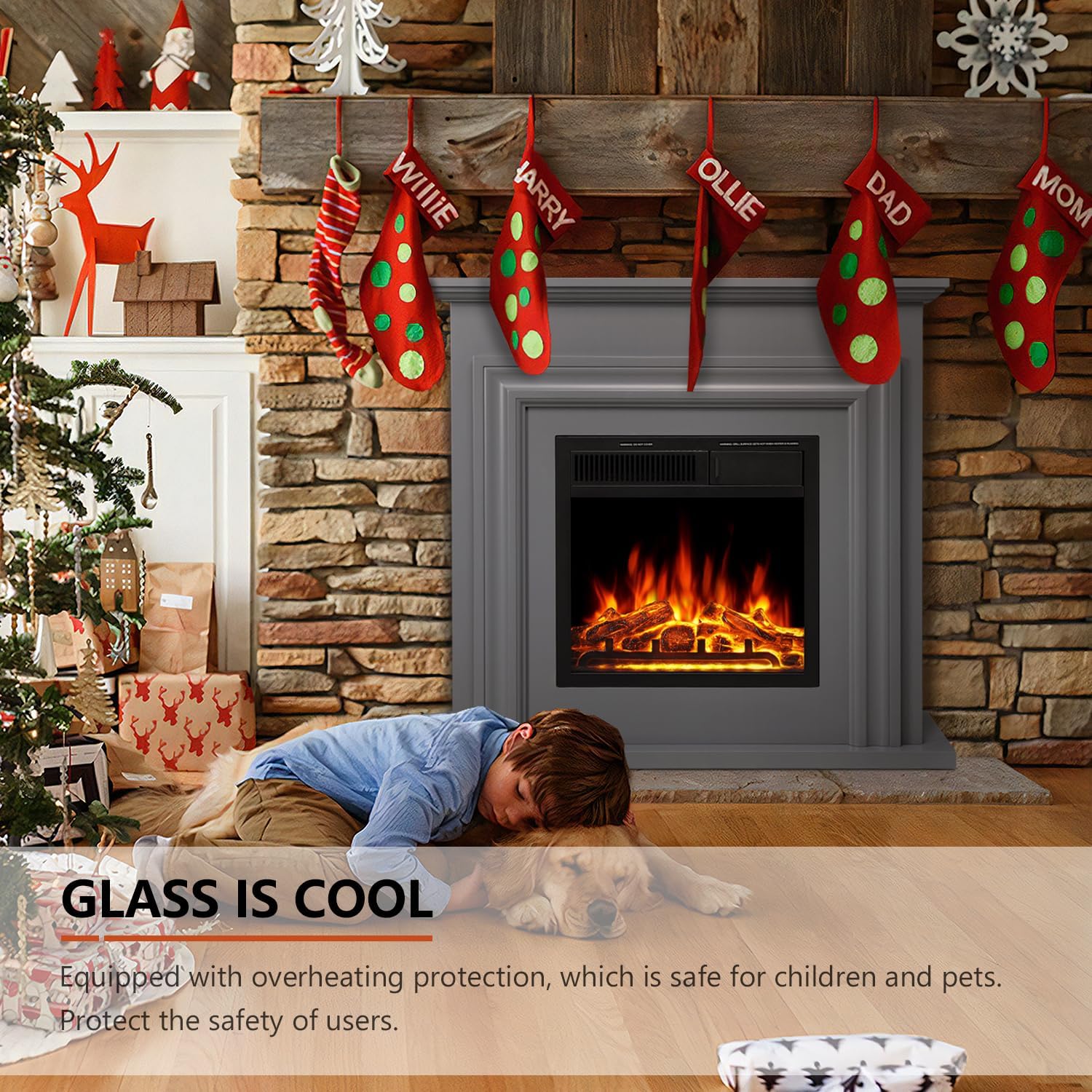 36 Inch Electric Fireplace Mantel Wooden Surround Firebox M1804 - Image 17
