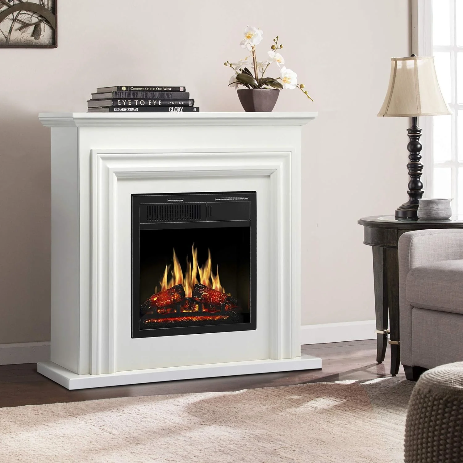 36 Inch Electric Fireplace Mantel Wooden Surround Firebox M1804 - Image 2