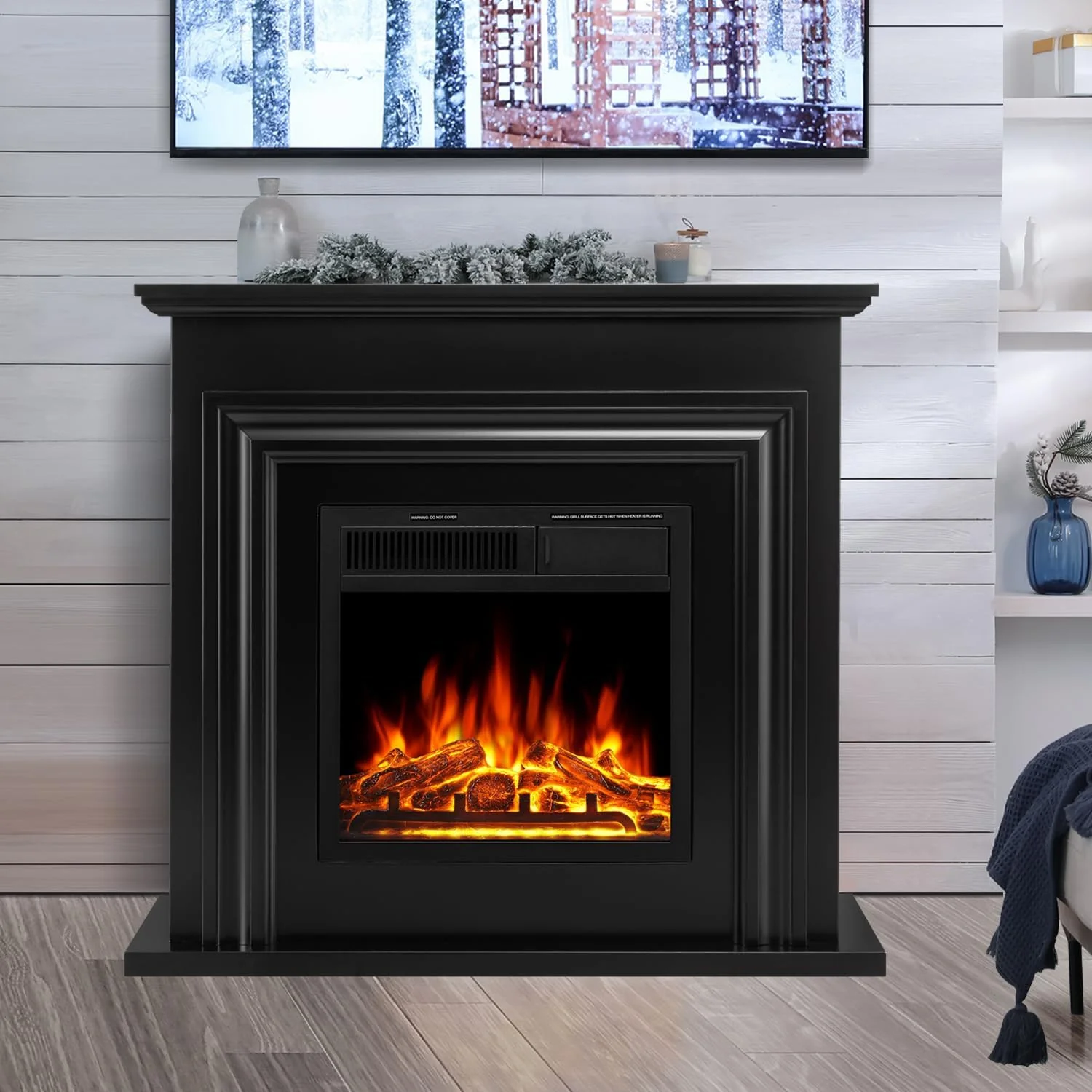 36 Inch Electric Fireplace Mantel Wooden Surround Firebox M1804 - Image 21