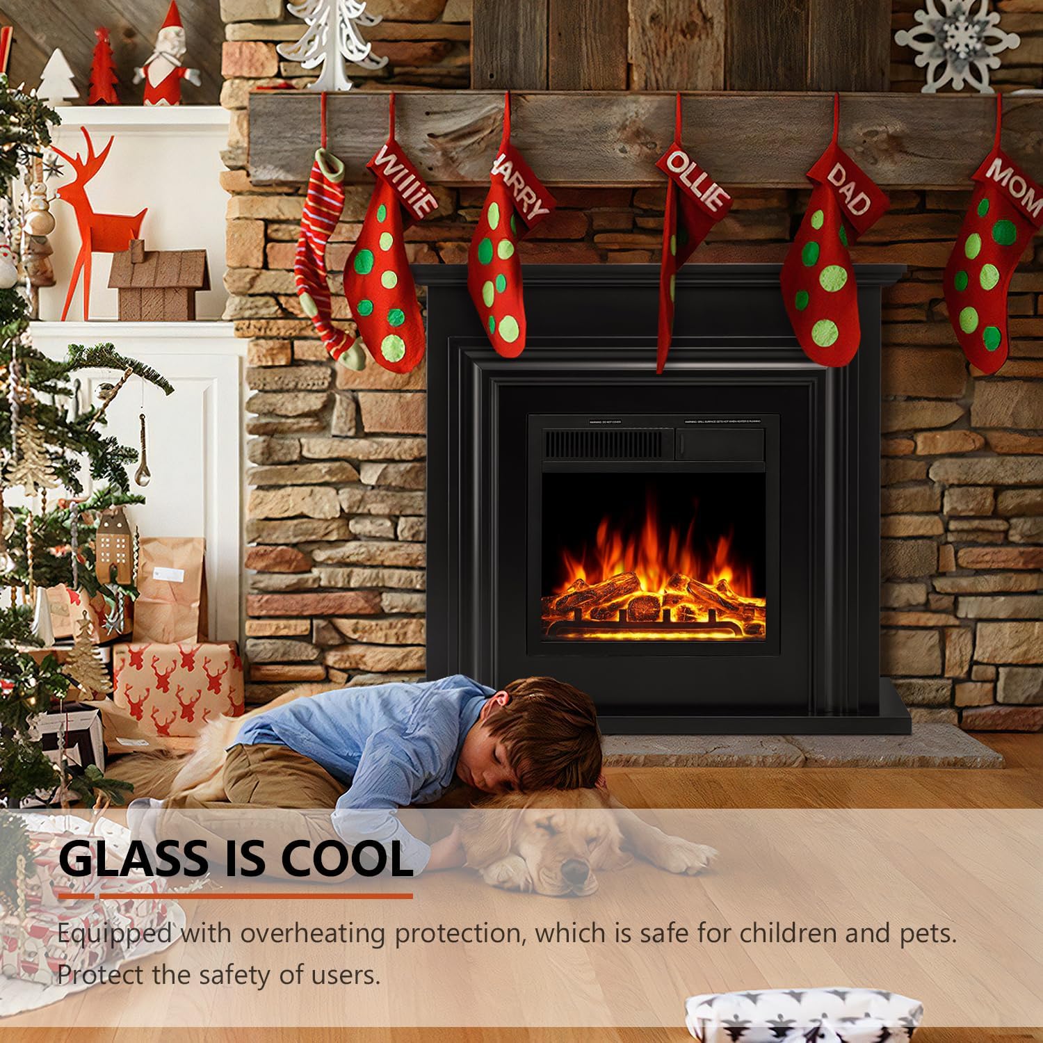 36 Inch Electric Fireplace Mantel Wooden Surround Firebox M1804 - Image 27