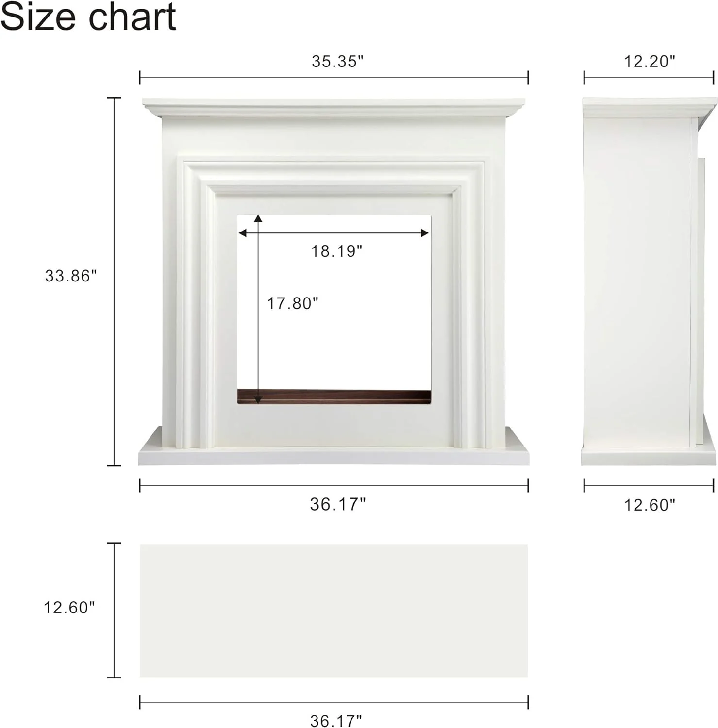 36 Inch Electric Fireplace Mantel Wooden Surround Firebox M1804 - Image 3