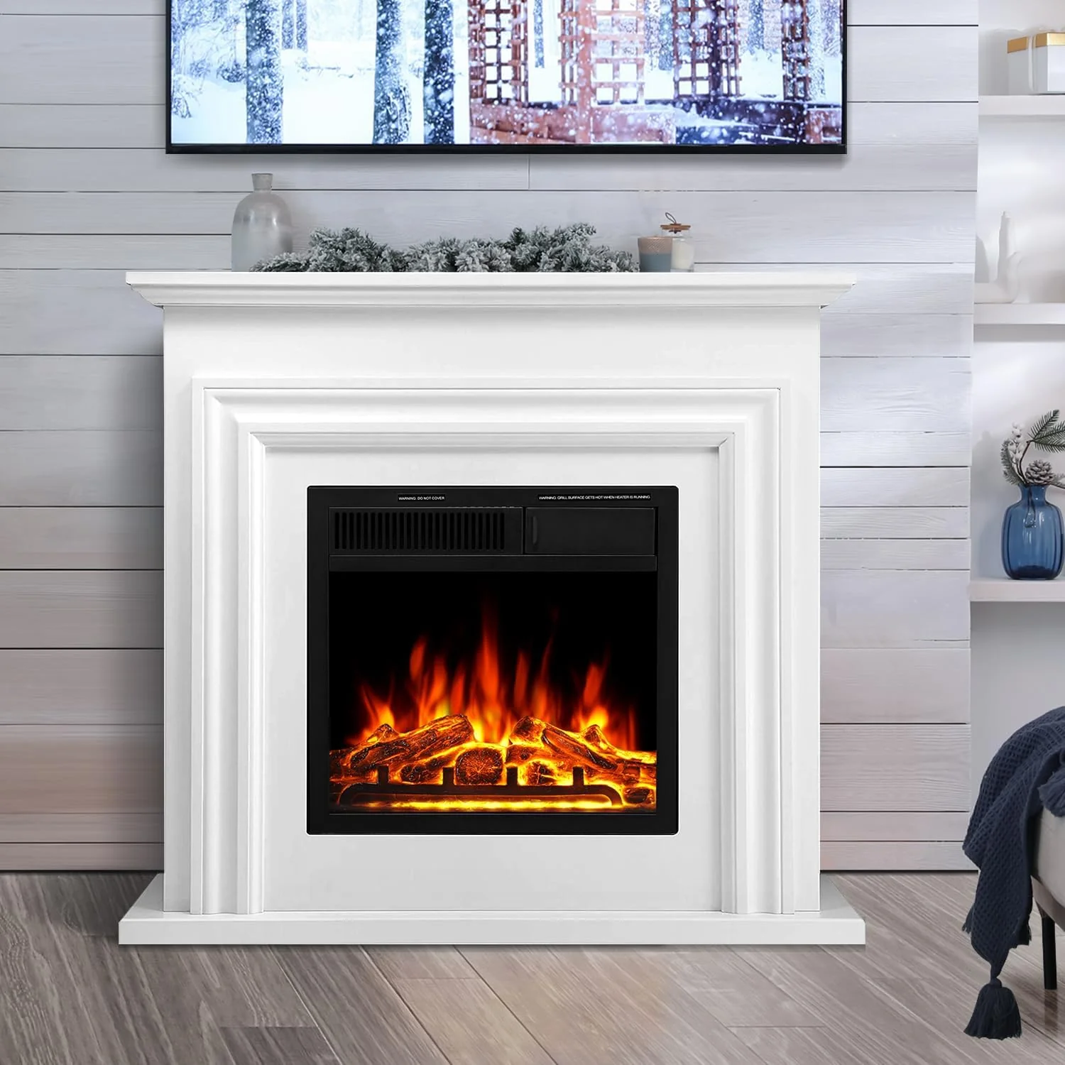 36 Inch Electric Fireplace Mantel Wooden Surround Firebox M1804 - Image 30