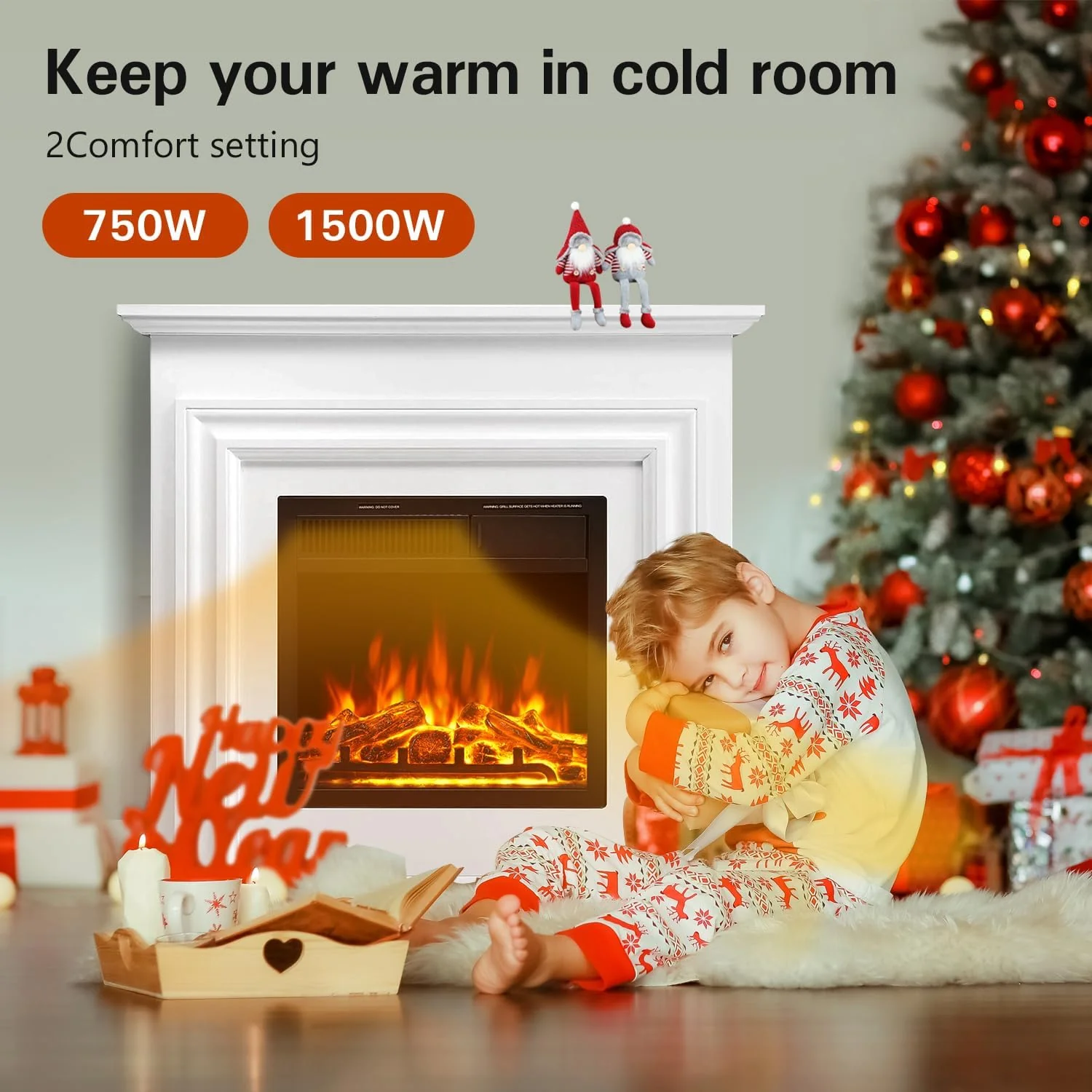 36 Inch Electric Fireplace Mantel Wooden Surround Firebox M1804 - Image 33