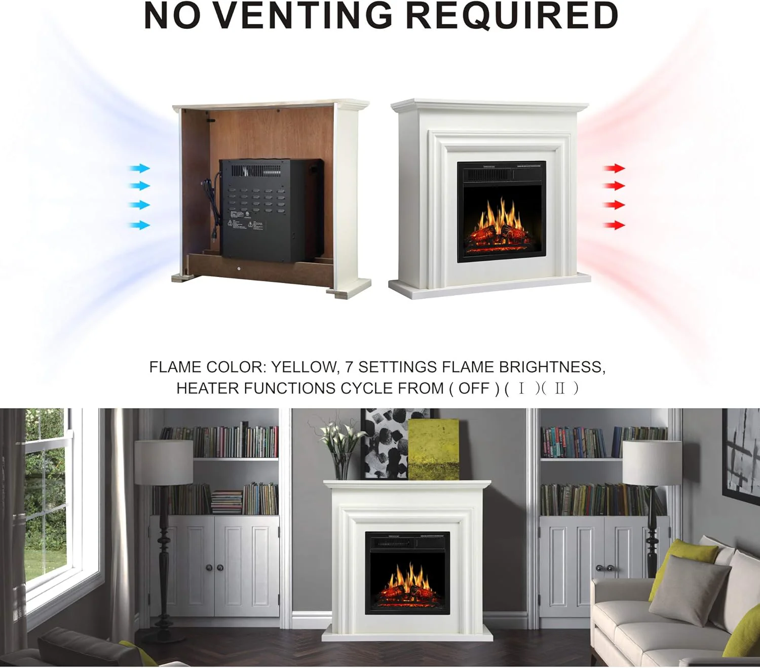 36 Inch Electric Fireplace Mantel Wooden Surround Firebox M1804 - Image 6
