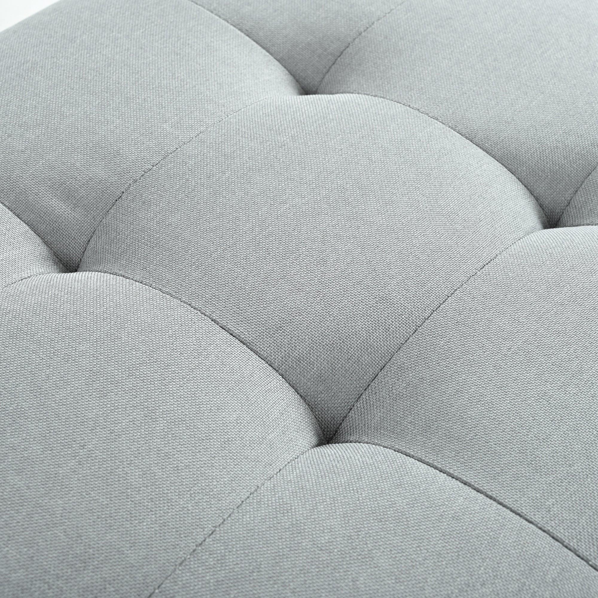 36" Ottoman Storage Bench with Recessed Support Hinge Top for Easy Opening,  Rivet Trim Around, Linen - Image 3