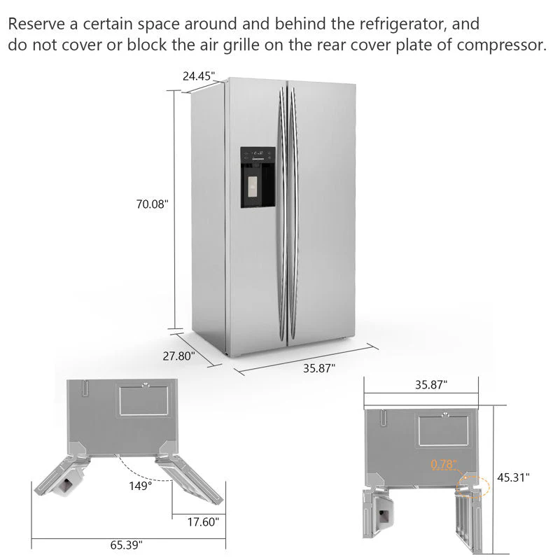 36" Side By Side 20.01 Cu. ft. Built-in Refrigerator with Freezer & Ice Maker Included - Image 13