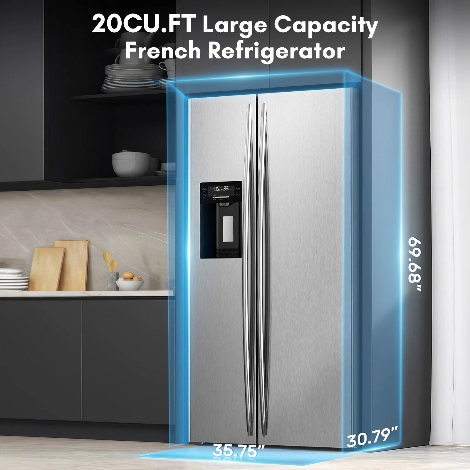 36" Side By Side 20.01 Cu. ft. Built-in Refrigerator with Freezer & Ice Maker Included - Image 16