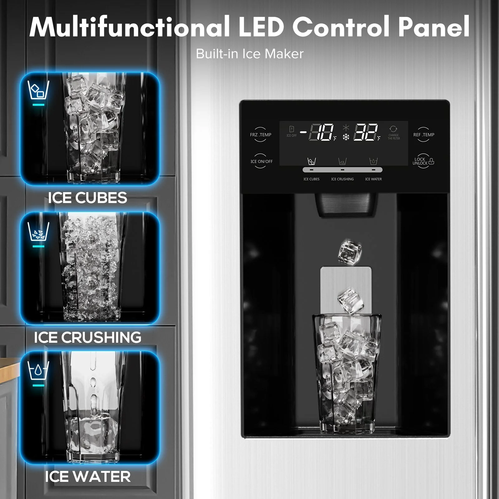 36" Side By Side 20.01 Cu. ft. Built-in Refrigerator with Freezer & Ice Maker Included - Image 17