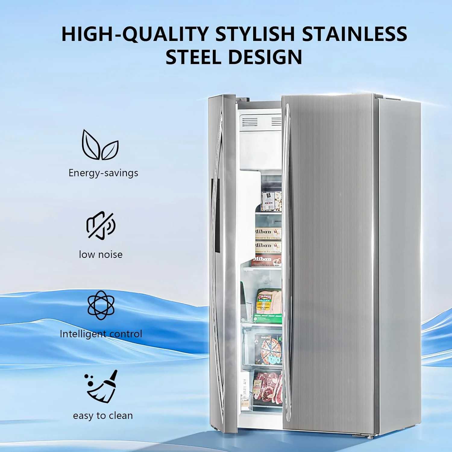 36" Side By Side 20.01 Cu. ft. Built-in Refrigerator with Freezer & Ice Maker Included - Image 5