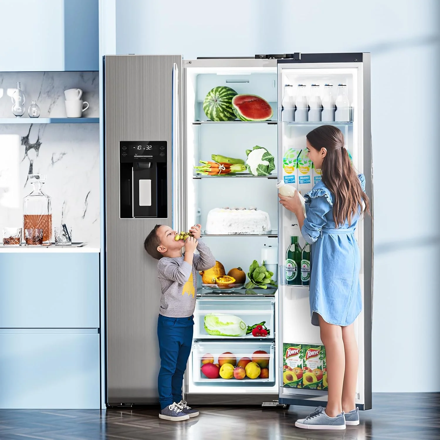 36" Side By Side 20.01 Cu. ft. Built-in Refrigerator with Freezer & Ice Maker Included - Image 7