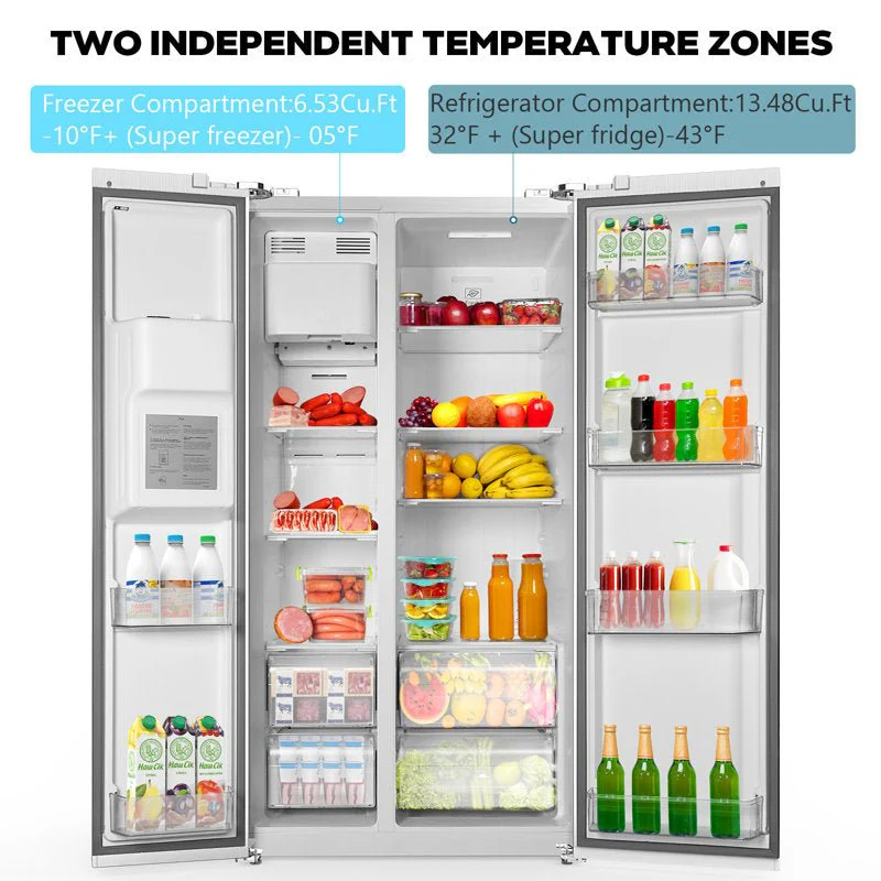 36" Side By Side 20.01 Cu. ft. Built-in Refrigerator with Freezer & Ice Maker Included - Image 9