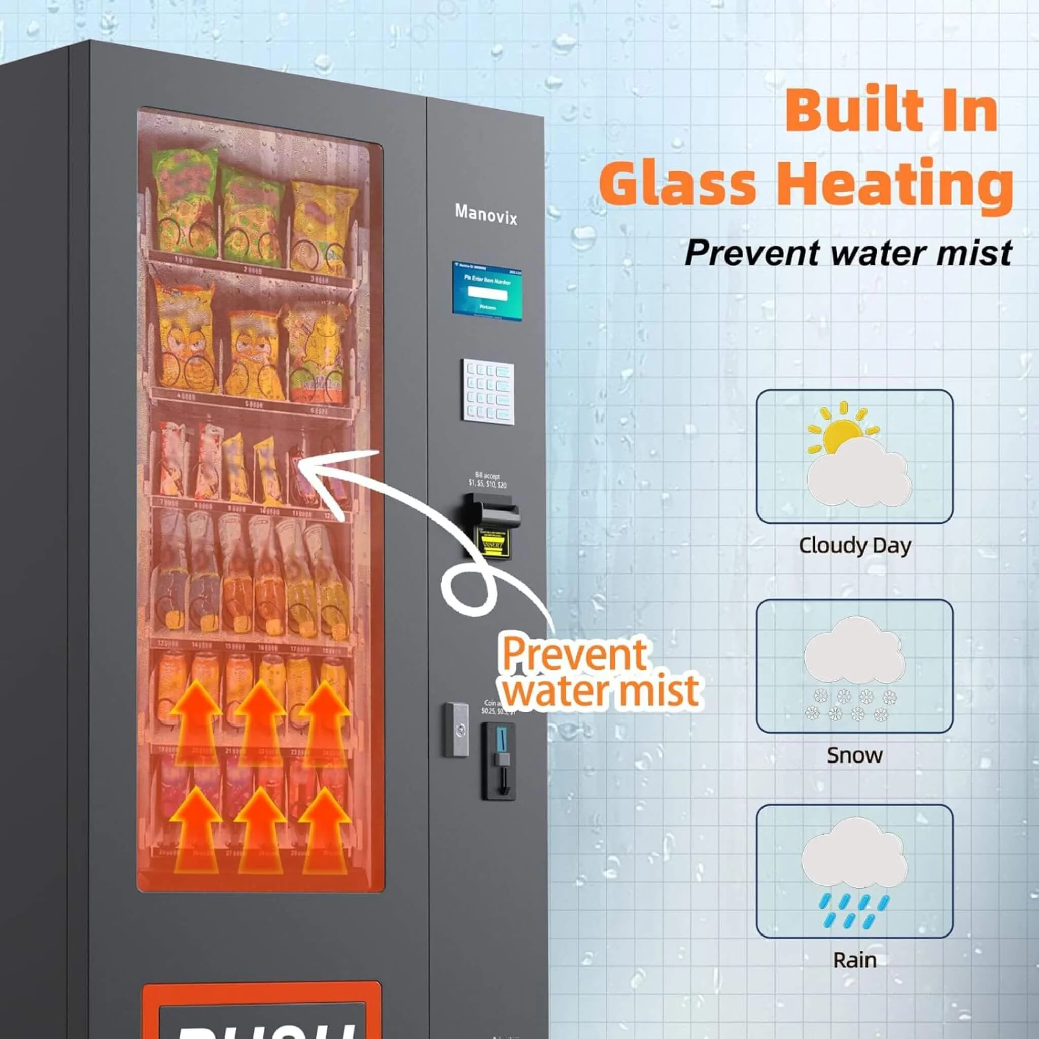 36-Slot Commercial Refrigerated Snack Drink Vending Machine With Bill And Coin Acceptor (SAK67318) - Image 3