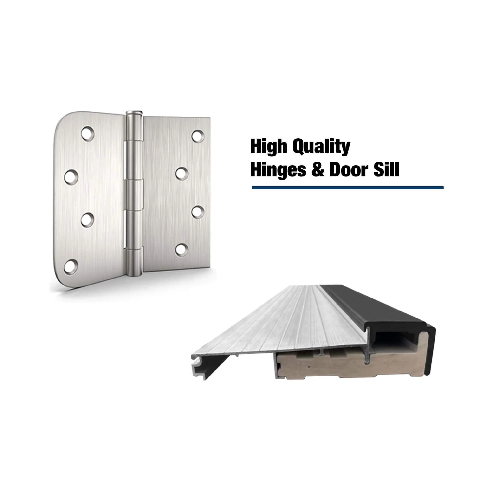 [36X80-Inch] Nuvia Black Modern Left Inswing Fiberglass Entry Door With Frosted Glass (SAK25849) - Image 6