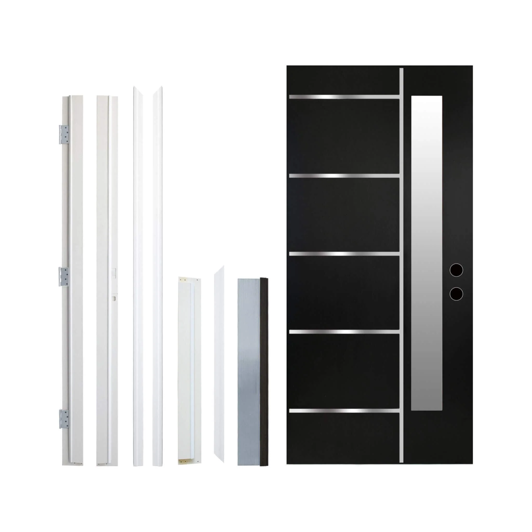 [36X80-Inch] Nuvia Black Modern Left Inswing Fiberglass Front Door With Frosted Glass [4-9/16 Frame] (SAK96731) - Image 3