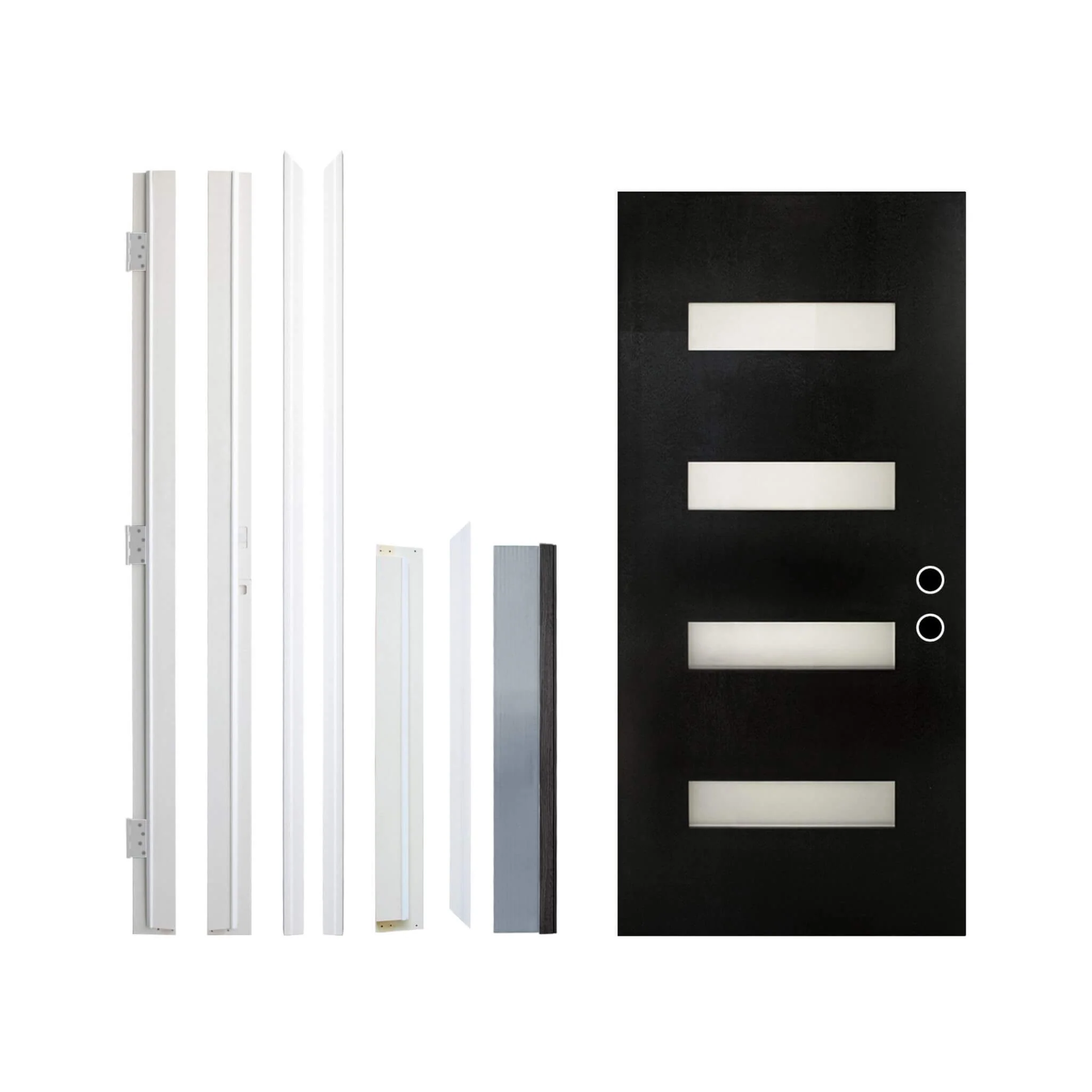 [36X80-Inch] Nuvia Contemporary Frosted Glass Fiberglass Left Inswing Front Door With 6-9/16 White Vinyl Frame (SAK78420) - Image 3