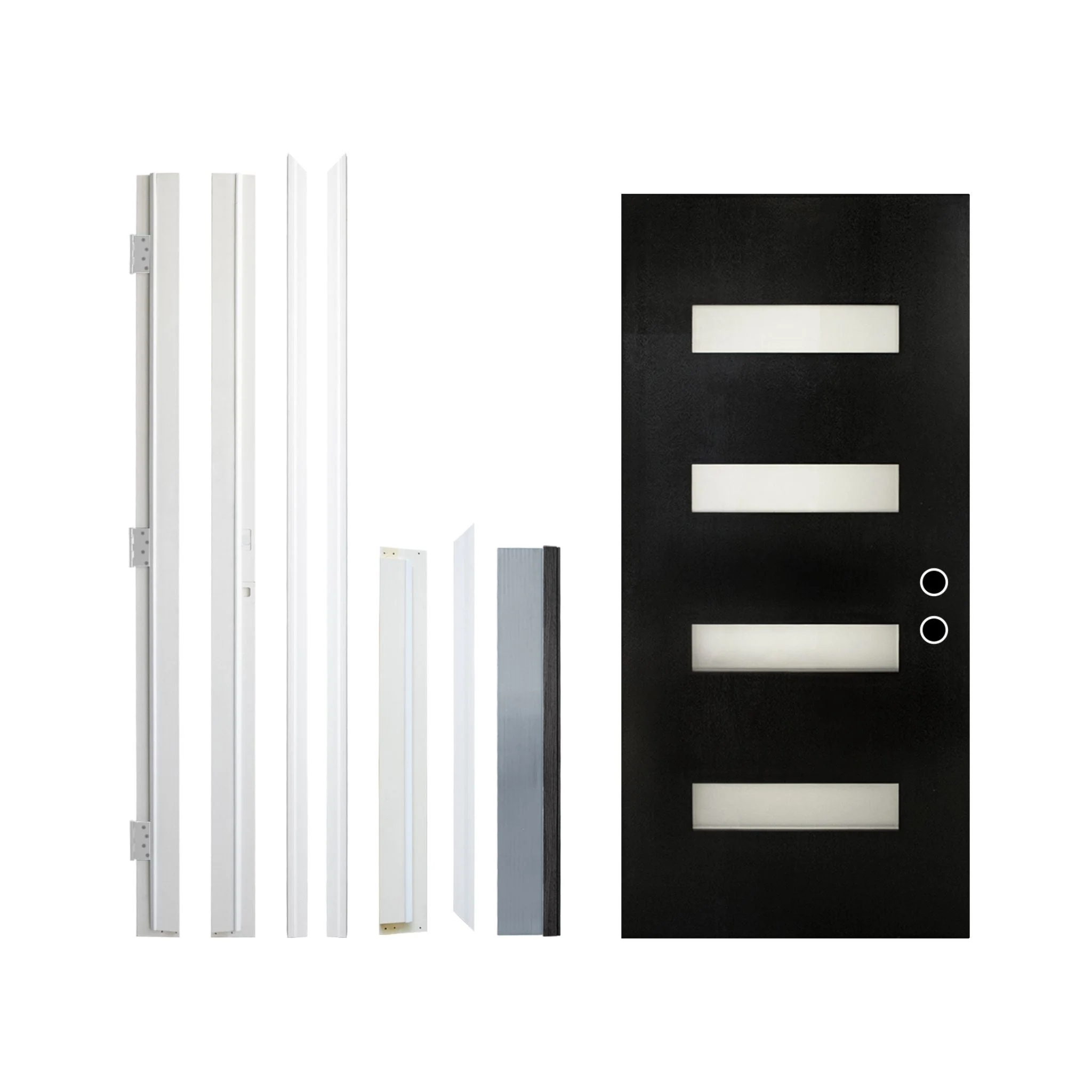 [36X80-Inch] Nuvia Modern Black Left Inswing Fiberglass Entry Door With 4-9/16 White Vinyl Frame (SAK52910) - Image 3